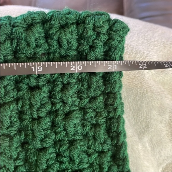 Handmade Crochet Christmas Stocking Cream Green Chunky Knit 2 Skein Christmas - Picture 12 of 17